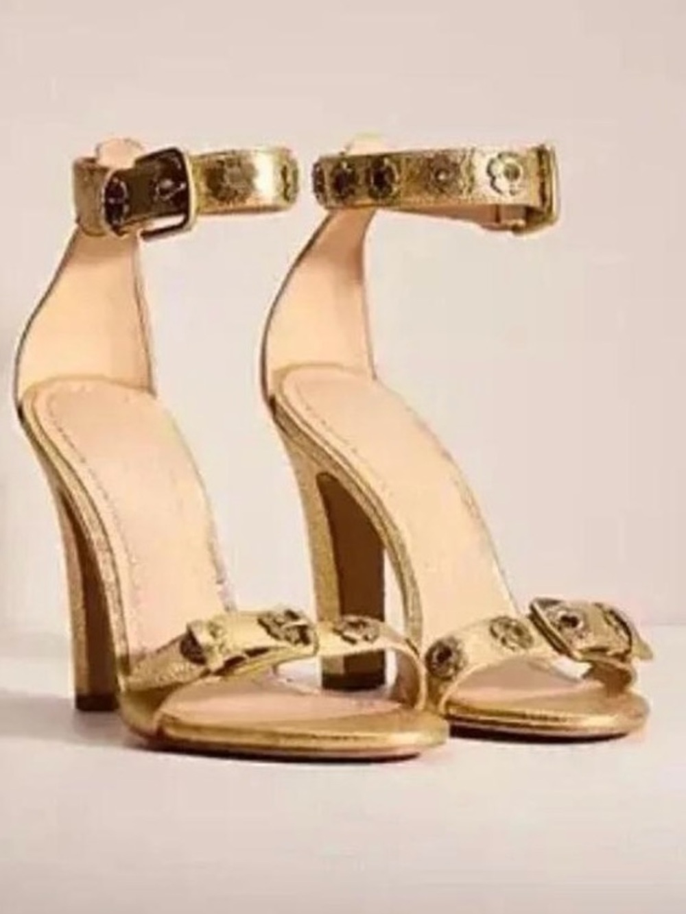 COACH Gold Ankle strap sandals  Sz 8 brand new party shoes elegant heels - Picture 2 of 16